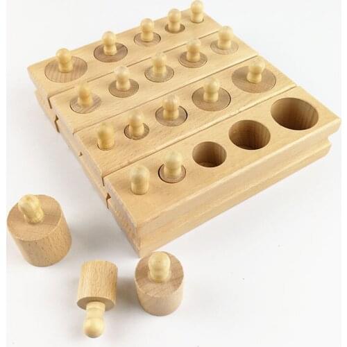 Montessori Materials Sensorial Cylinder Blocks Educational Preschool Training Wooden Montessori Cylinders Early Childhood L366F