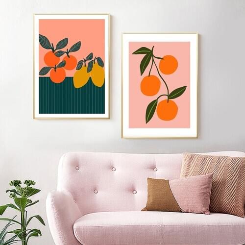 Citrus Summer Poster Canvas Painting Fruit Orange Mango Wall Pictures for Living Room Nordic Decoration Home Artv