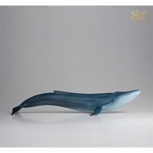 Home Company SHOP BAR Club High grade decorative art Bronze carving Good luck Blue whale Fish bring fortune GOOD LUCK statue