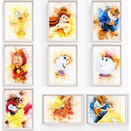 Disney Beauty and The Beast Canvas Art Paintings Poster and Print Nursery Room Wall Art Picture for Living Room Home Decoration