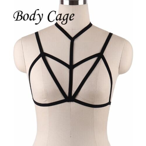 Body Cage New Harajuku Gothic body harness dance harness cage bra sexy lingerie wear bondage harness Combination Adult Pole