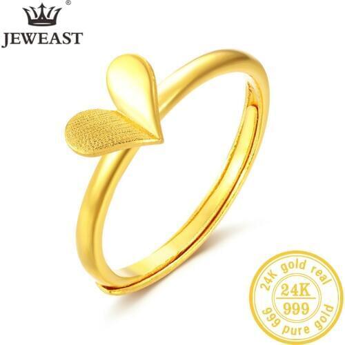 SPL 24K Pure Gold Ring Real AU 999 Solid Gold Rings Elegant Heart Beautiful Upscale Trendy Classic Jewelry Hot Sell New 2020