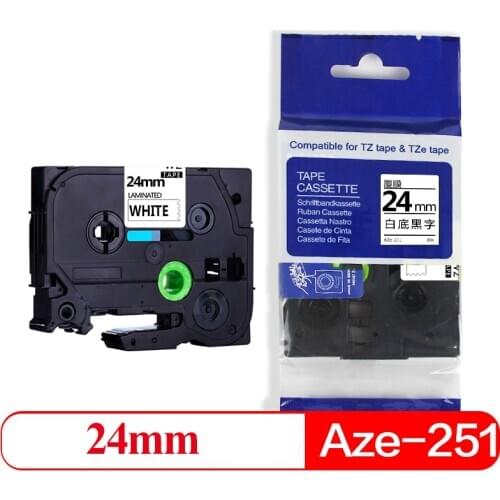 Befon 2PCS/Lot 24mm Printer Ribbon Compatible for Brother Aze651 Aze 651 151 251 451 751 551 p-touch p touch Label Printer Tape