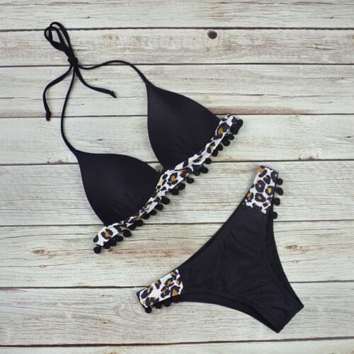 Summer Bikini Leopard Print Sexy Halter Bikini Backless Women Sling Backless Sexy Swimsuit For Swimming Bathing S/M/L/XL