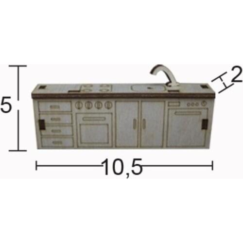 MN63 Miniature Kitchen Base Cabinet, Raw Wood Miniature