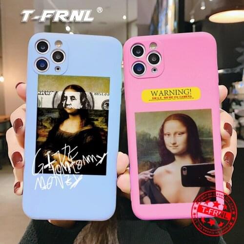 For iPhone 11 12 Mini Pro XS Max XR X 7 8 SE2020 Plus Soft Airbag TPU Cover Coque funny Cartoon Art oil painting