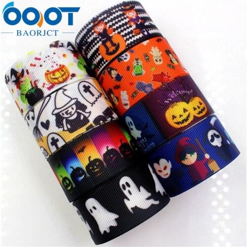 OOOT BAORJCT 178171 , 25MM cartoon Halloween Printed grosgrain ribbon,Clothing accessories jewelry,DIY Handmade gift wrapping