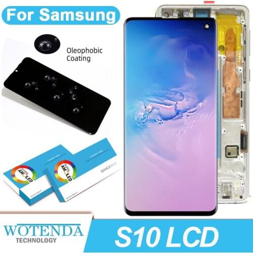 Original 6.1'' Super Amoled Display with frame for Samsung Galaxy S10 G973F/DS Full LCD Touch Screen Digitizer with Service Pack
