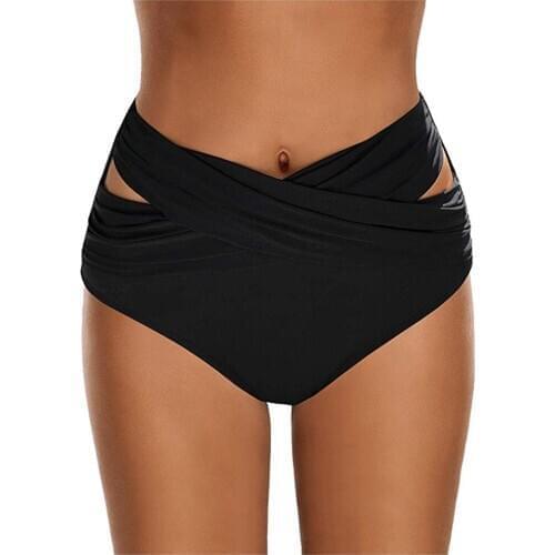Swimming Shorts Basic Trunks Women High Waist Ruched Bikini Bottoms Tummy Control Swimsuit Briefs Pants Beach Shorts 2021
