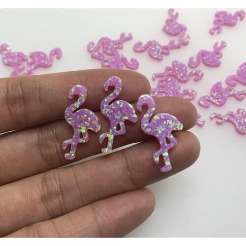 Hill-san Lotus 30PCS/Lot 12.2*23.9mm Pink Color Synthetic Opal Flamingo Shape Pendant For Necklace
