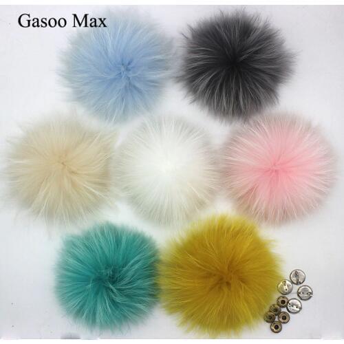2pcs/ lot DIY 15cm Real Raccoon Fur Pompoms Fur balls for knitted beanies keychain and scarves shoes dyed Real fur pom pom