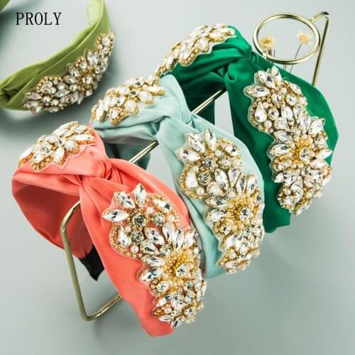 PROLY New Fashion Baroque Headband For Adult Shining Rhinestone Flower Hairband Top Luxurious Turban Hair Accessories
