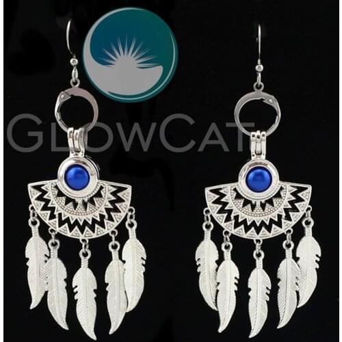 R-KE744 Boho Big Sector Tassel Earrings Beads Pearl Cage Locket Perfume Aromatherapy Statement Drop Dangle Earring for Women