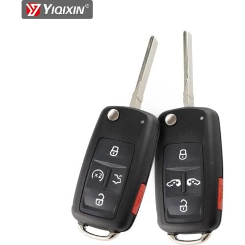 YIQINXIN Flip Folding Remote Car Key Shell Case 5 Button For Volkswagen VW Sharan Multivan t5 Caravelle Replacement K0 837202 AD