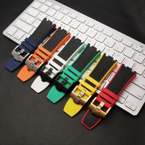 28mm Luxury Two Tone Silicone Rubber watch band bracelet wristband sport watchband for AP strap For Audemars And Piguet