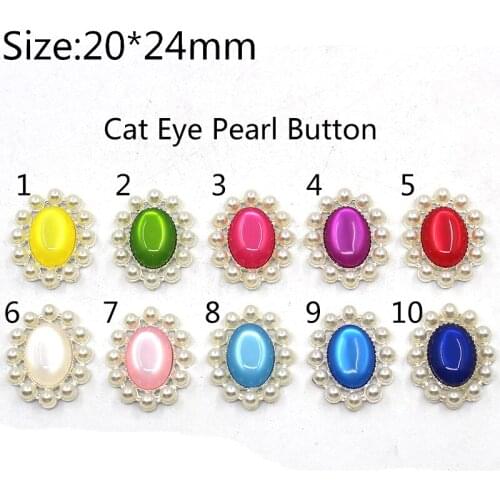 Sewing Accessories! 10Pcs 20*24MM Oval Cats eye Pearl Button, Hand-Sewn Jewelry, DIY Hair Accessories Embellishment Crafts