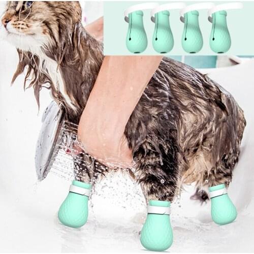 Silicone Cat Grooming Supplies Anti-Scratch Shoes For Cats Adjustable Pet Cat Boots Bath Washing Cat Claw Paw Cover Protector