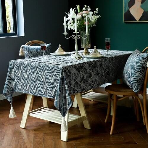 Stitching Tassel Table Cloth, Linens Wrinkle Free Anti-Fading,Table Cover Decoration for Kitchen Dinning Christmas