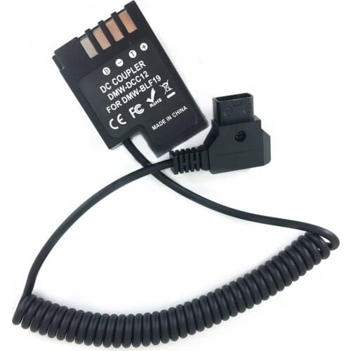Dummy Battery Coupler Adapter replace DMW-DCC12 + D-Tap Spring Coiled Cable for Panasonic DMC GH3 GH3K GH4K GH5 DMW-AC8 BLF19