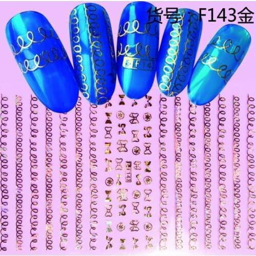 UPRETTEGO SUPER THIN SELF ADHENSIVE 3D NAIL ART NAIL SLIDER STICKER GOLD SILVER BLACK WHITE SPRING STARS CHAIN F143-144