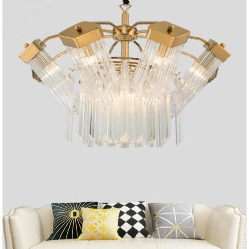 Light luxury simple creative glass chandelier personality design ten-sided ambush duplex restaurant model room chandelier