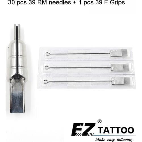 EZ 30 pc Magnum Tattoo Needles 39RM with 1 pc 316 Stainless Steel Magnem bullet tubes 39F Tattoo Grip tattoo supply 1 set/lot