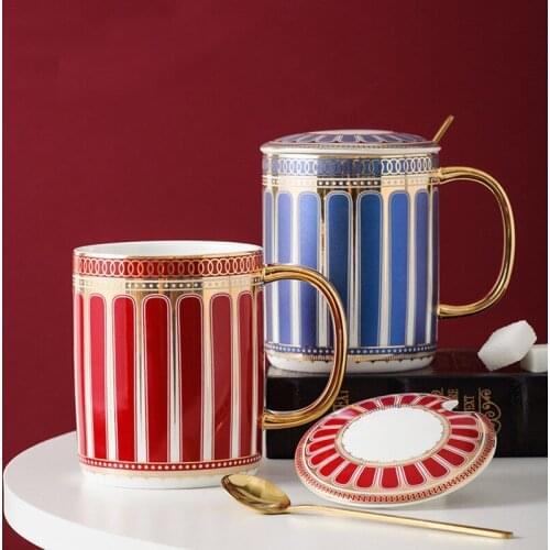 Creative Light Luxury Gold Cup with Lid Creative Mugs Gift for Lovers Nordic Afternoon Tea Cup & Saucer Breakfast Milk Cup
