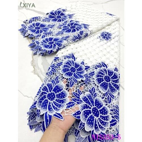 Embroidered African Lace Fabric High Quality Lace Tissue Cord Lace Nigerian Water Soluble Guipure Laces with Stones NI5353
