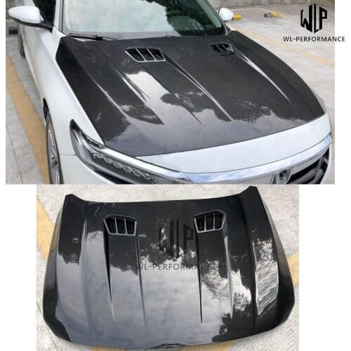 High Quality Carbon Fiber Engine Hood Cover With Holes Car Styling Fit For Honda Accord 10th 2018