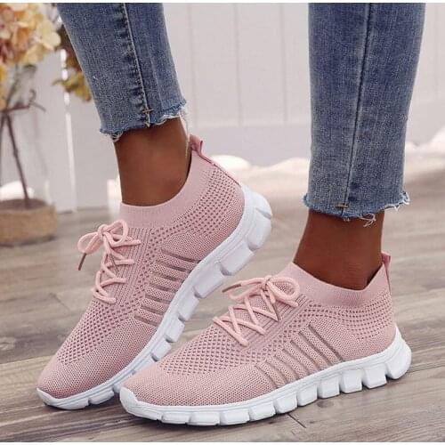 Woman Walking Platform Comfortable Casual Fashion Female Lace Up Non Slip New Women Sneakers Slip On Mesh Light Breathable Shoes