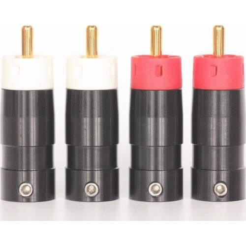 High Quality Hifi DIY Gold Plated Tellurium Copper Plug connectors speaker RCA Plugs 8.5mm Star Line 2 pairs/4pcs