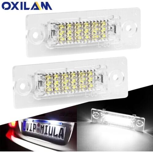 2pcs Car LED License Number Plate Lights Lamp For VW Transporter T5 Caravelle Eurovan Passat Caddy Touran Golf Skoda Superb
