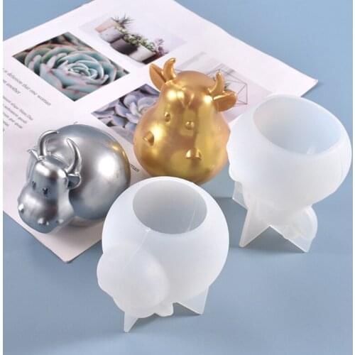 3D Cow Mascot Desktop Ornaments Casting Silicone Mould DIY Crafts Decorations Making Tools Crystal Epoxy Resin Mold