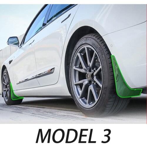 4PCS For Tesla Model 3 Mud Flaps Guard Fender Model3 2021 Front Rear Wheel Mudguard Carbon Fiber ABS Car Auto Accessories