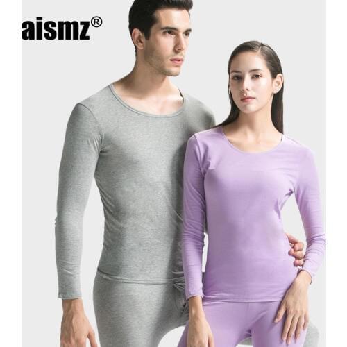 Aismz Cotton Undershirts Men Womens Long Johns V- Neck Thermal Underwear Sets Fashion roupa termica Male Winter Bottoms Warm