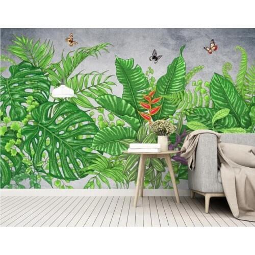 Watercolor Tropical Wallpaper Abstract Nordic Rain Forest Wall Mural Art Wall Decor Butterfly Wall Papers Home Decor Custom