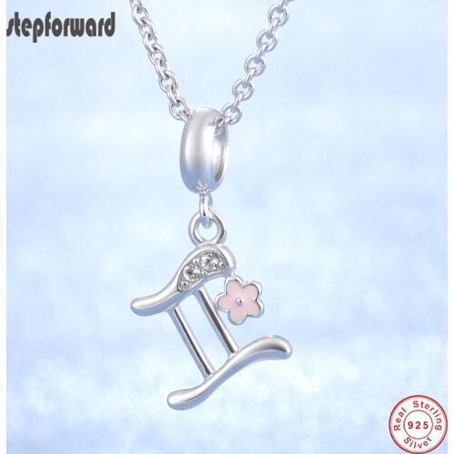 Noble 12 Constellations Gemini Design Necklaces Hot Sale Fashion Jewelry 925 Silver Gemini Pendant Necklace Popular Good Quality