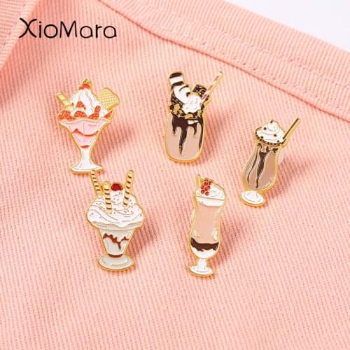 Hot Fudge Sundae Enamel Pins Shortbread Biscuits Brooches Food Badges Collar Backpack Decoration Gift for Kids Girl Boy