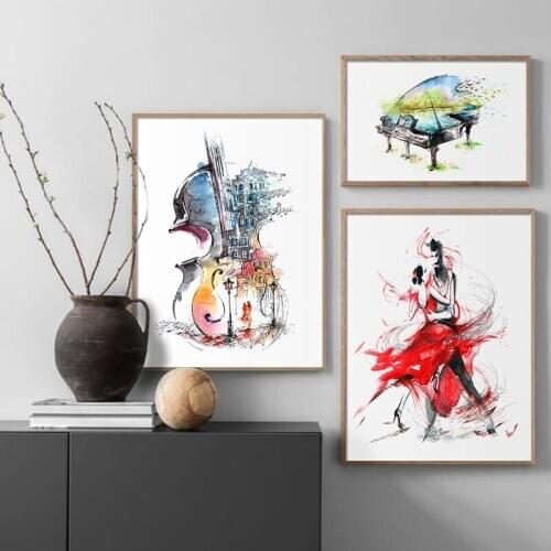 Graffiti Paintings Rock and Roll Watercolor Canvas Wall Art Modern Home Decor Picture Posters and Prints for Bedroom