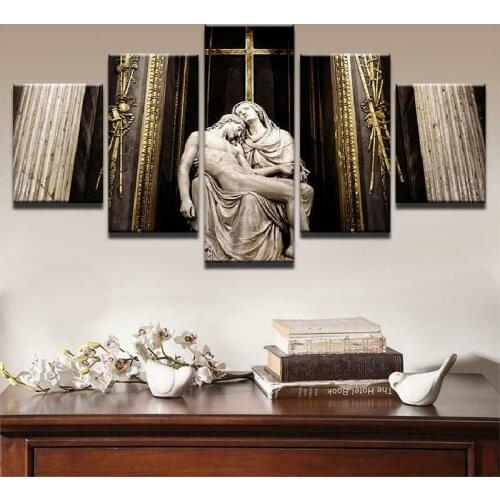 5 Pcs Virgin Mary and Jesus Modern Art Wall Pictures Prints HD Canvas Home Living Room Decoration No Framed