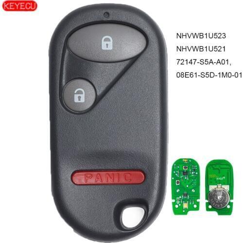 KEYECU Remote Key 2+1B for 2003-2007 Honda Pilot, 2001-2005 Honda Civic FCC ID: NHVWB1U523 / NHVWB1U521
