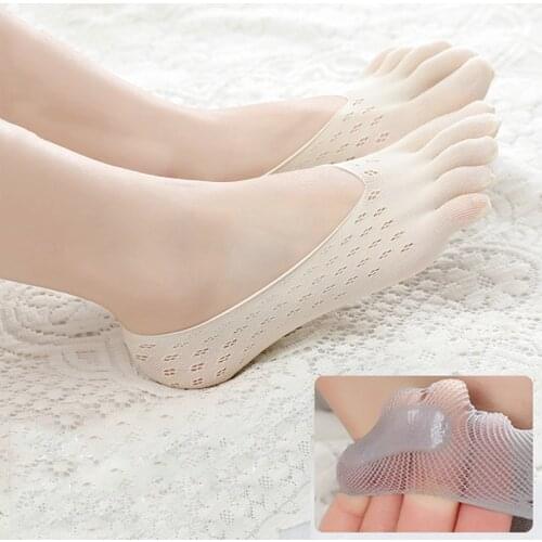 Summer Breathable Yoga Socks Five Finger Women Slippers Ultra Thin Mesh Socks Shallow Mouth Invisible Sock Solid Sokken