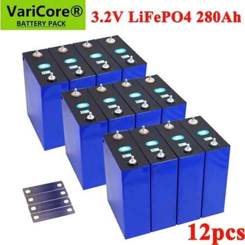 12pcs 3.2V 280AH LiFePO4 battery Lithium iron phospha batteries for 12V Electric car RV Solar Energy storage system Welded Stud