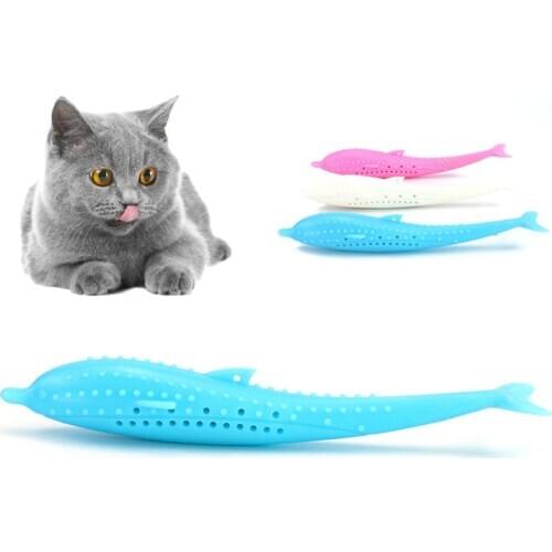 Soft Silicone Mint Fish Cat Toy Catnip Pet Toy Clean Teeth Toothbrush Chew Cats Toys Fish Shaped Interactive cat Supplies