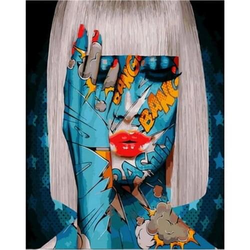 Unframe diy paintings by numbers figure painting pictures by number for home decor 4050cm modern blue