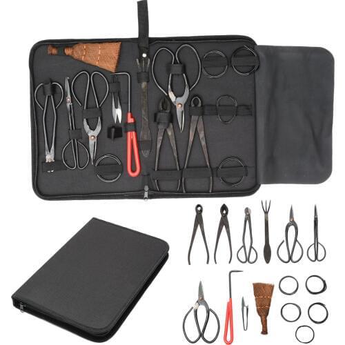 15pcs Multifunction Bonsai Tool Set Carbon Steel Extensive Cutter Scissors Kit Garden Pruning Tools With Nylon Case