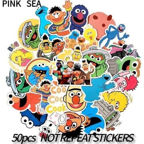 10/50Pcs/set Sesame Street Children Education TV Series Stickers For Phone Skateboard Laptop Motorcycle Luggage Scrapbook