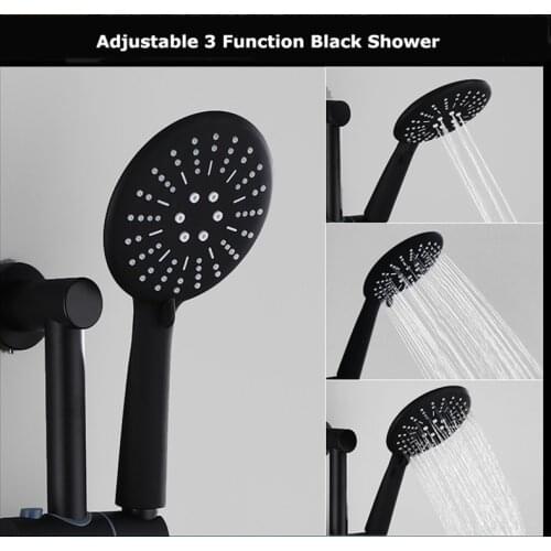 Adjustable Black Shower Head Shower Riser Slide Bar with Hand Held Shower Hose Wall Mount Shower Sliding Bar Set Shower Head