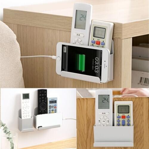 Wall Mounted Organizer Storage Box Remote Control Air Conditioner Storage Case Mobile Phone Plug Holder Stand Container