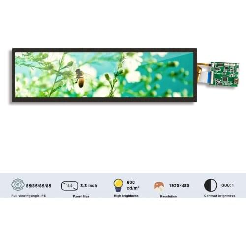 Original HannStar HSD088IPW1-A00 IPS 1920*480 8.8 Inch Touch LCD Display With Board for Automotive Display